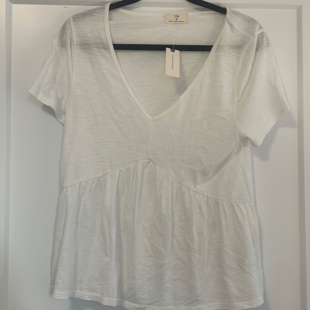 Women’s Anthropologie NEW flowy white tee size xs